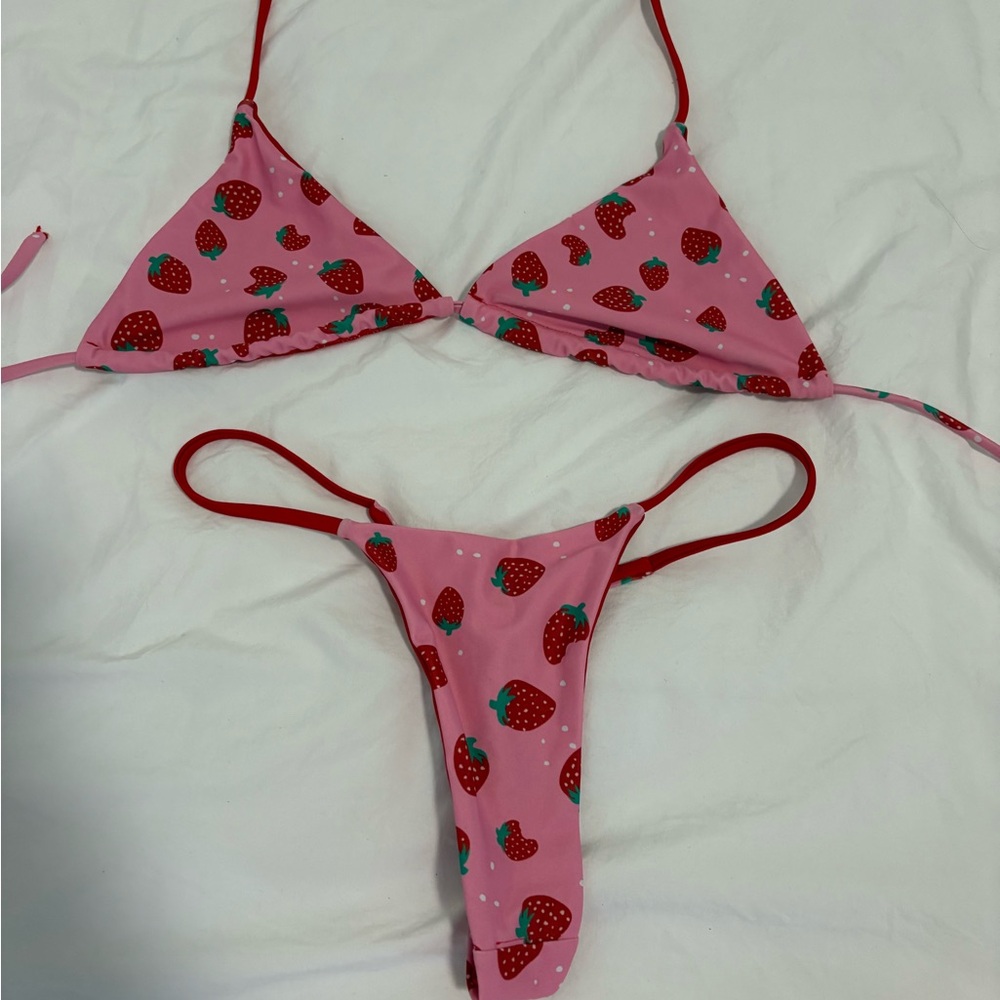 Pink Strawberry Bikini Set